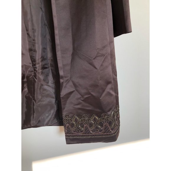 Kasper Bronze Knee Length Embroidered Coat - Size 8 - Picture 3 of 14